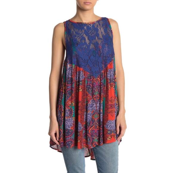 Free People Count Me In Trapeze Mini Dress Red Hot, Small - Picture 2 of 8
